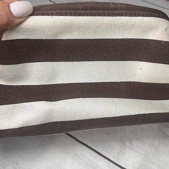Henri Bendel Brown and Cream Striped Toiletry Bag - Picture 3 of 9